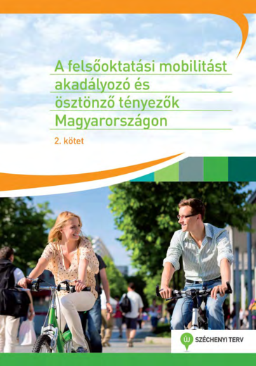 A felsőoktatási mobilitást akadályozó és ösztönző tényezők Magyarországon kiadvány borítóképe címmel és 2 kerékpárossal