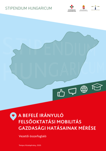 A befelé irányuló felsőoktatási mobilitás gazdasági hatásainak mérése kiadvány borítóképe Magyarország térkép és logók